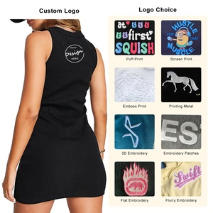 Vestidos Casuales de Verano al por Mayor, Vestidos Ajustados de Algodón con Estampado Personalizado, Vestido Camisero sin Mangas Sexy de Alta Calidad para Mujer - Product Image 3