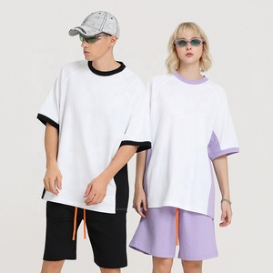 2026 T-shirt sportif à séchage rapide, à manches raglan, coupe oversize, col rond, col formel, blocs de couleur sur les côtés des manches, tricoté, respirant - Product Image 2