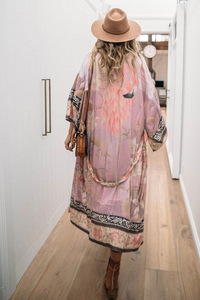 Vendita calda cappotto da <span class=keywords><strong>spiaggia</strong></span> da donna con protezione solare stile etnico, Cardigan lungo aperto, Kimono da <span class=keywords><strong>spiaggia</strong></span> da donna - Product Image 5