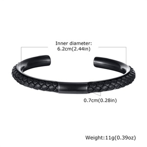 New Lease Leather Open <b>Bangle</b> Factory Direct Sale Bad Boyfriend Bracelet Wrist Cuff Woven Band <b>Men</b> Jewelry - Product Image 5