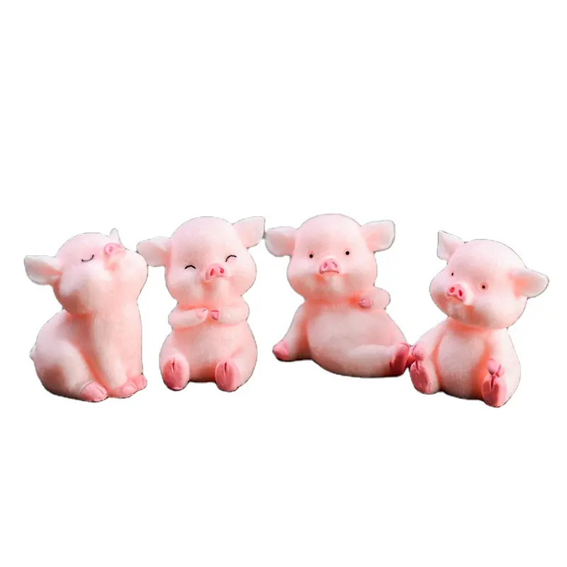 素敵な豚動物置物ケーキカーギフトDIY装飾漫画ペンダント樹脂工芸品庭の風景像デスクトップ装飾品