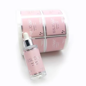 Etichette Adesive Argento Brillante con Stampa Rosa, Etichetta Privata, Olio Essenziale 100% Puro e Naturale per la Cura della Pelle, del Viso e del Corpo - Product Image 1