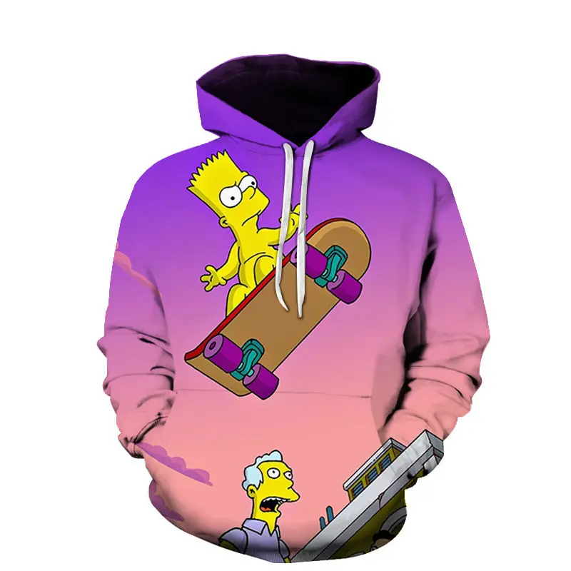 Digitaal Printen Simpsons Hoodie Anime Hoodies Mannen Goedkope Groothandel Hoodies Sudaderas De Los Simpson