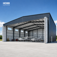 Hangar d'aviation robuste à structure en acier avec porte coulissante