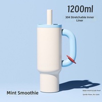 Gobelet personnalisé de 40 oz en acier inoxydable 304 avec poignée, tasse de voiture, gobelet à double paroi isolé sous vide, portable en extérieur, couleur macaron