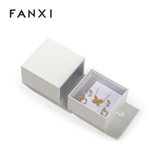 FANXI Custom Logo Cardboard Jewelry <b>Gift</b> Bags for Jewelry Packaging Necklace <b>Earrings</b> Packaging Sliding Drawer <b>Box</b> - Product Image 1