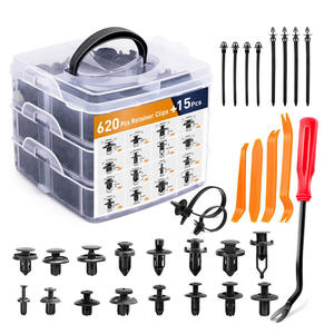 635 pièces Clips de retenue de poussée de voiture et assortiment de fixations automatiques-16 tailles les plus populaires Rivets d'aile de pare-chocs en nylon avec 10 attaches de câble - Product Image 1
