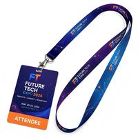 Cordon de cou en polyester personnalisé OEM/ODM avec logo imprimé par transfert thermique, porte-badge rétractable en PVC pour cartes d'identité, idéal pour les expositions