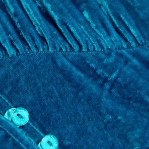 Kimono azul real de palangre caftán hecho a medida para mujer bata de terciopelo triturado con botón frontal - Product Image 5