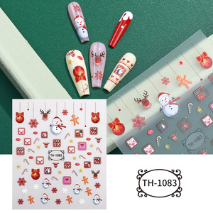 Autocollants pour ongles de Noël 2D, flocons de neige, dessins animés, autocollants adhésifs pour nail art, décoration DIY pour salon de manucure, vente en gros - Product Image 6