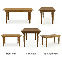 Table rustique en pin massif de style farmhouse avec pieds tournés classiques pour location événementielle de mariages et mobilier de banquet
