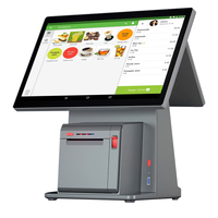 FYJ-F2 Sistema POS Inteligente de Doble Pantalla con Impresión de Recibos de 80 mm, Pantalla Táctil de 14.1 Pulgadas, Software Gratuito, Pago en Línea