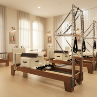 Appareil de Pilates Reformer de Luxe en Bois de Noyer pour Centres de Réadaptation, Centres de Bien-être et Studios