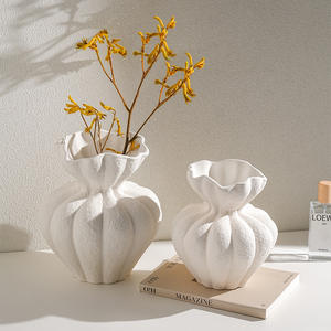 D216 haut de gamme blanc <span class=keywords><strong>Vase</strong></span> en céramique Wabi-Sabi inspiré rétro artistique fleur navire pour salon table décor à la maison - Product Image 2