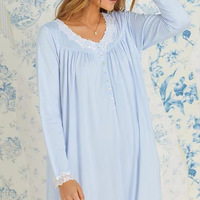 Chemise de nuit élégante Beefey en lyocell uni, col en V, manches longues, respirante, fluide et confortable pour femme – Vente en gros