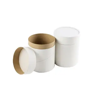 Small MOQ eco-friendly kraft paper tubes Clothing Socks packaging box composite double white paper tube with custom stickers