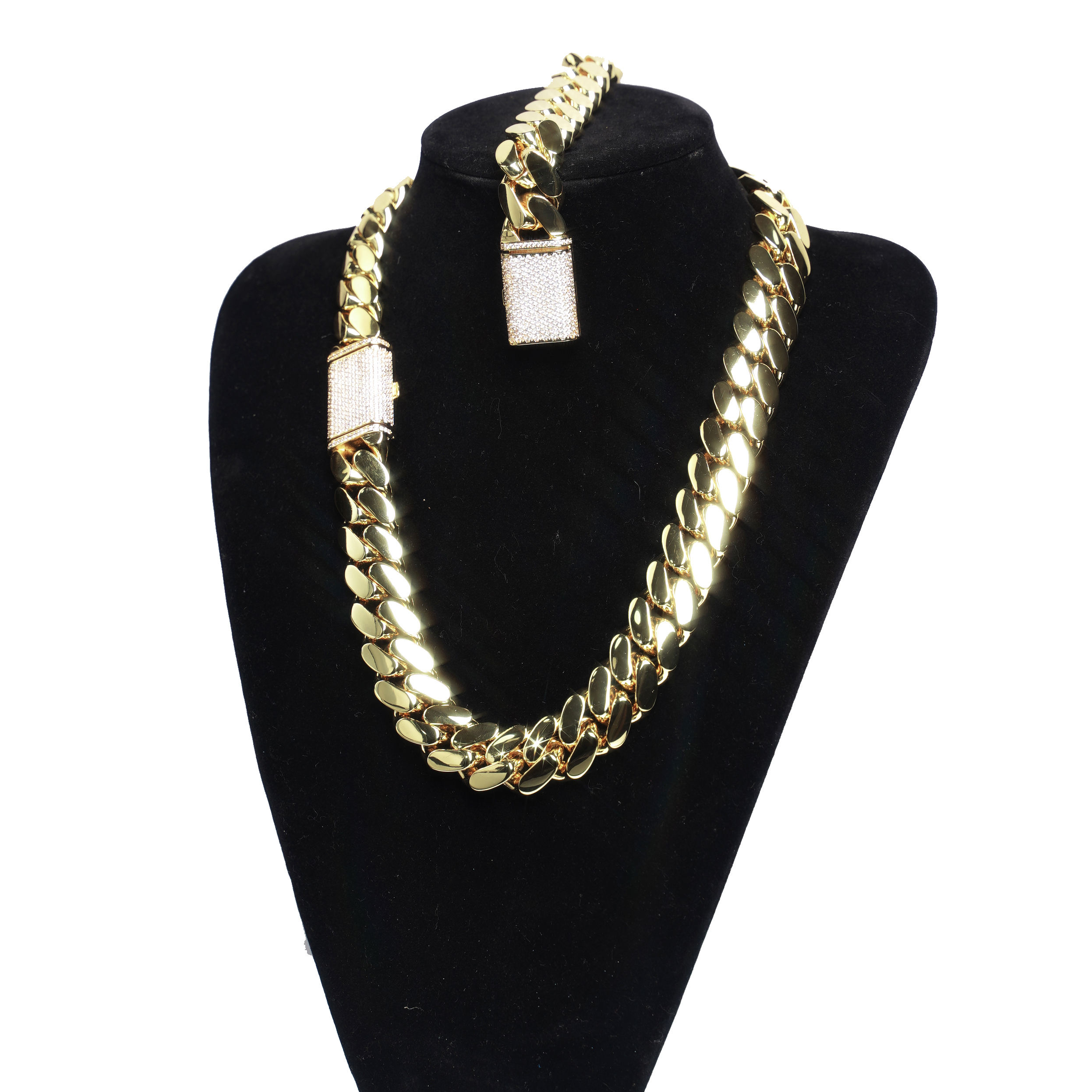 Customizable 18k Gold Cuban Link Chain Necklace 24k Gold Plated, ODM