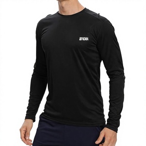 T-shirt de sport pour homme Ondra à manches longues, coupe ajustée, noir, séchage rapide, col rond, tissé, respirant, écologique, 220g polyester - Product Image 1