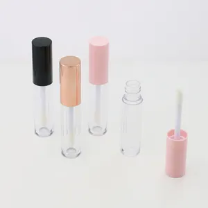 Tube de gommage des lèvres emballage cosmétique personnalisé rond tubes de brillant à lèvres fantaisie vides de 6ml avec tube de rouge à lèvres rechargeable au pinceau