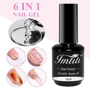 IMTITI Gel de Uñas Multifuncional 6 en 1 de 15ml, Gel Constructor Todo en Uno, Pegamento para Puntas y Extensión, para Decoración con Pedrería y Efecto Blooming, Venta al por Mayor - Product Image 1