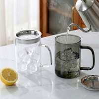 Mug en verre borosilicate de haute qualité avec infuseur à thé, résistant à la chaleur, compatible lave-vaisselle et micro-ondes, 400 ml, design moderne pour le bureau et la maison