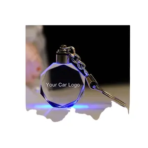 Ehre des Krysten K9 Blank Led Light Glass Schlüssel anhänger Benutzer definierte 3D-Lasergravur Logo Große Größe Klares Geschenk Business Chain Print Key