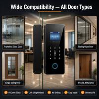 Cerradura de Huella Digital para Puerta de Vidrio de Oficina, Cerradura de Código para Puerta con Marco y sin Marco, Timbre Integrado, Cerradura Inteligente