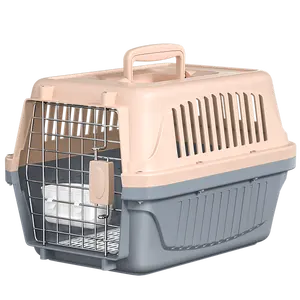 고품질 환기 항공 승인 플라스틱 개 캐리어 여행 고양이 케이지 야외 애완 동물 비행기 상자