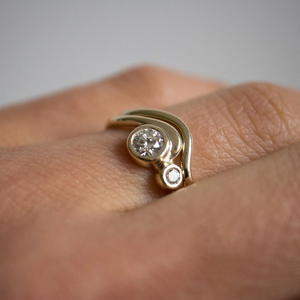 Nuovo design 18k oro diamante fede nuziale delicato <span class=keywords><strong>argento</strong></span> sterling <span class=keywords><strong>onda</strong></span> di diamanti anelli di fidanzamento unici dito grosso - Product Image 4