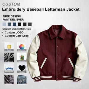 جاكيت بيسبول فاخر بالجملة لعام 2026، سترة رياضية مخصصة بأكمام جلدية للرجال - Product Image 1