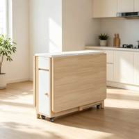 Ensemble de table à manger pliable compacte avec chaises, design gain de place, table et chaises multifonctionnelles en bois sur roulettes
