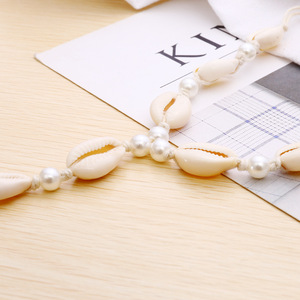 SC Gelang Kaki Gelang Kaki untuk Wanita dan Anak Perempuan, Gelang Kaki Cangkang Mutiara Modis Telanjang Kaki Rantai Kaki