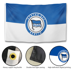 <span class=keywords><strong>Drapeau</strong></span> officiel de l'équipe de football Hertha BSC <span class=keywords><strong>Berlin</strong></span>, 3x5 pieds, polyester résistant aux intempéries, pour la décoration de la cour et de la maison - Product Image 3