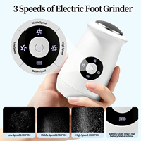 Lime à callus électrique rechargeable, lime à pieds pour le soin des peaux mortes, outil de raclage des peaux dures avec tête de ponçage métallique, 3 vitesses.