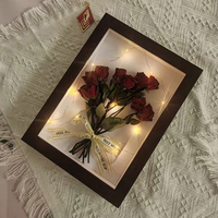 Bingkai Shadow Box Bunga Kering dengan Lampu Strip, Desain Modern Buatan Tangan, Kedalaman Dalam 3cm, Warna Hitam Putih Alami, Ukuran 4R 5R 6R 8R 10R 11R