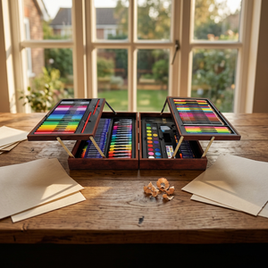 Ensemble d'art multi-niveaux en bois, crayons de couleur, pastels, aquarelles, kit de dessin - Product Image 1