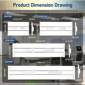 미국 주식 60W - 500W 선형 하이베이 상업용 산업 조명 창고 차고 작업장 공장 LED 선형 하이 베이 조명 - Product Image 4