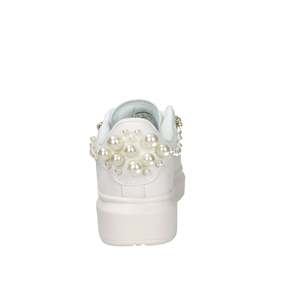 Sneakers Donna SASS250202 Bianco Oro con Decorazioni in Perle, Scarpe di Tela alla Moda - Product Image 4