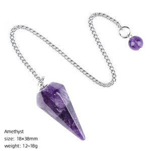 Péndulo de Cristal Natural al por Mayor, Colgante de 38mm, Pirámide Hexagonal de Punta Única, Cadena de Gemas, Yoga, Meditación, Frecuencia Ajustable - Product Image 5