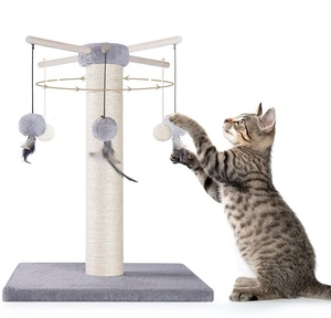 Kucing menggaruk tiang tali Sisal alami dan bola gantung pohon kucing memanjat bingkai mainan - Product Image 1