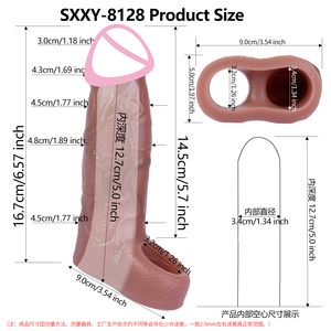 Nueva Funda Extensora <span class=keywords><strong>de</strong></span> Pene Realista <span class=keywords><strong>de</strong></span> 14-17 cm, Funda para Pene Grande, Alargador <span class=keywords><strong>de</strong></span> Pene Masculino, Retardante, Condón Reutilizable, Juguetes Sexuales para Hombres con Anillo - Product Image 5