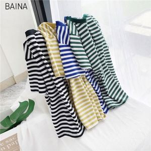 New Summer Stripedtwomen's Korean-Style Loose Student Shirtinstrendy Bottoming <b>Shirt</b> - Product Image 2