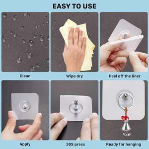 Usine En Gros Auto-<span class=keywords><strong>Adhésif</strong></span> Mur Cintres Étanche Durable Transparent Cuisine Salle De Bains Vis Cintre Crochets - Product Image 2
