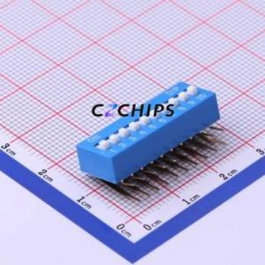 DA-10BP DIP Switch Through hole Component (THT) Switch Flat Toggle, Raised Type Single Pole Single Throw 10 2.54mm - Product Image 1