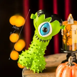 Sıcak satış cadılar bayramı <span class=keywords><strong>Pet</strong></span> oyuncak sürdürülebilir lateks gıcırtılı kabak yarasa şekilli köpek oyuncak Featuring için sahip halat malzeme - Product Image 5