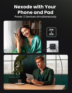 شاحن حائط <span class=keywords><strong>Ugreen</strong></span> بقوة 45 واط USB-C بمنفذين قابل للطي مع شحن فائق السرعة وحماية من الدوائر القصيرة مصنوع من مادة البولي كربونات - Product Image 4