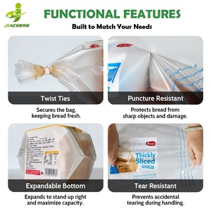 Bolsa de Plástico Transparente Reutilizable para Pan, Impresa Personalizada, Bolsa OPP/CPP con Base Plana y Abertura Lateral para Empacar Pan Tostado, para Panadería - Product Image 6