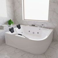 Baignoire à remous hydro-massante familiale pour salle de bain intérieure, 2 personnes, baignoire spa chaude et froide avec oreiller