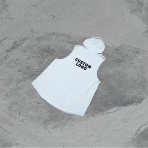 Débardeur à capuche oversize en molleton pour homme, personnalisable avec logo, idéal pour le sport et le streetwear décontracté - Product Image 3