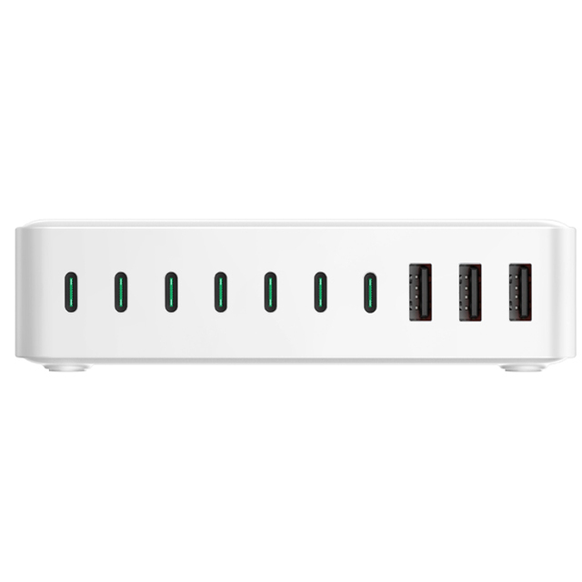 300W Powerful USB C Charging Station for Multiple Devices 10 Port 140W PD3.1 Desktop Fast Charger Mobile Phone Charger Adapter
